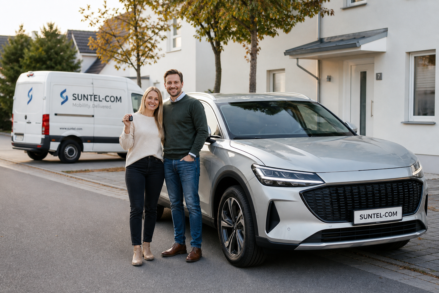 SUV remis à un couple satisfait